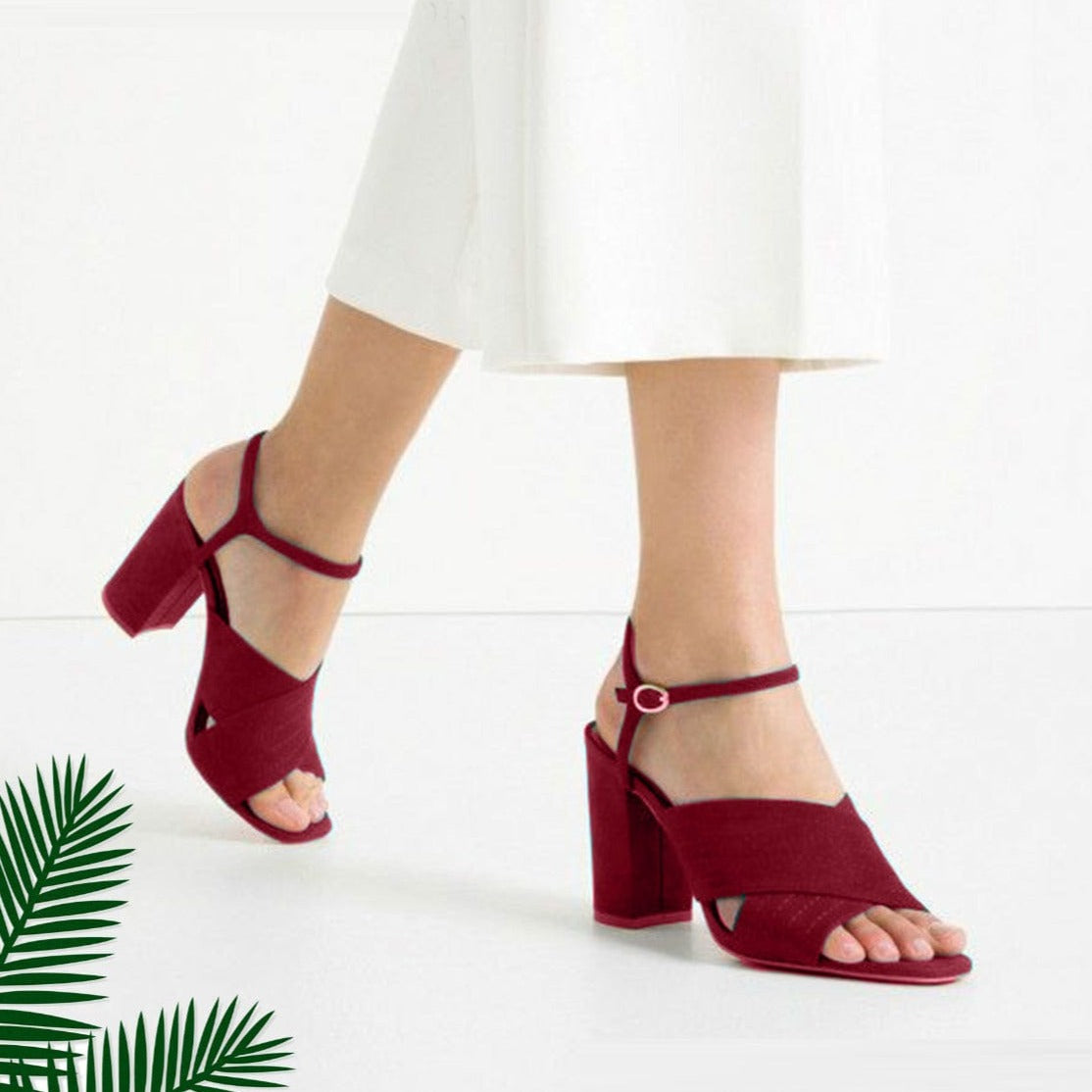 Maroon Block Heel